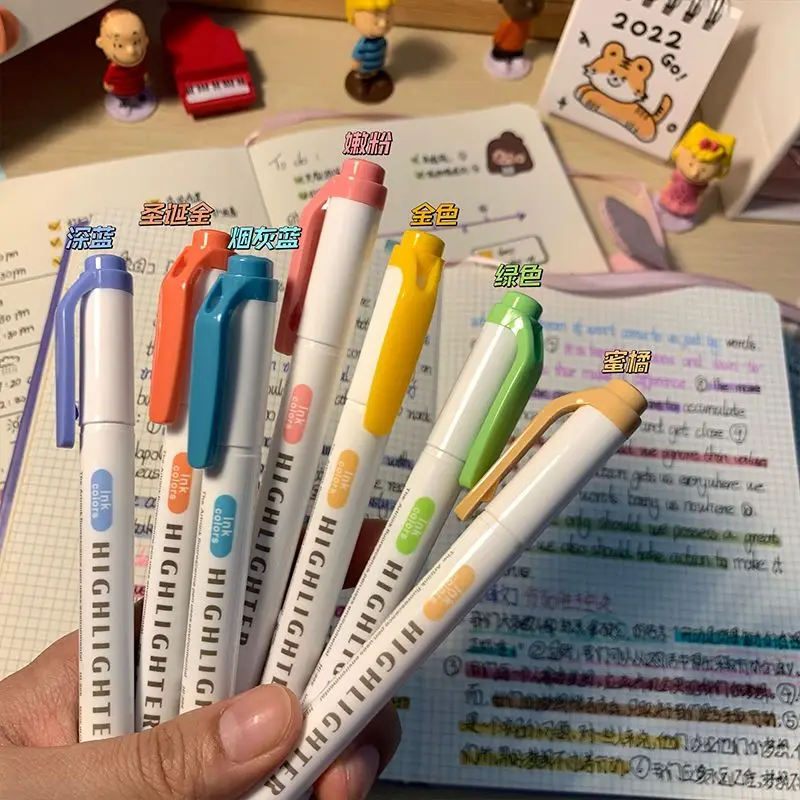 ปากกาเน้นข้อความสีหัวคู่ Ins, การทําเครื่องหมายค่าภาพสูง, การทําเครื่องหมายจุดสําคัญการจดบันทึกปากกากระดาษที่ไม่เลอะเทอะนักเรียน