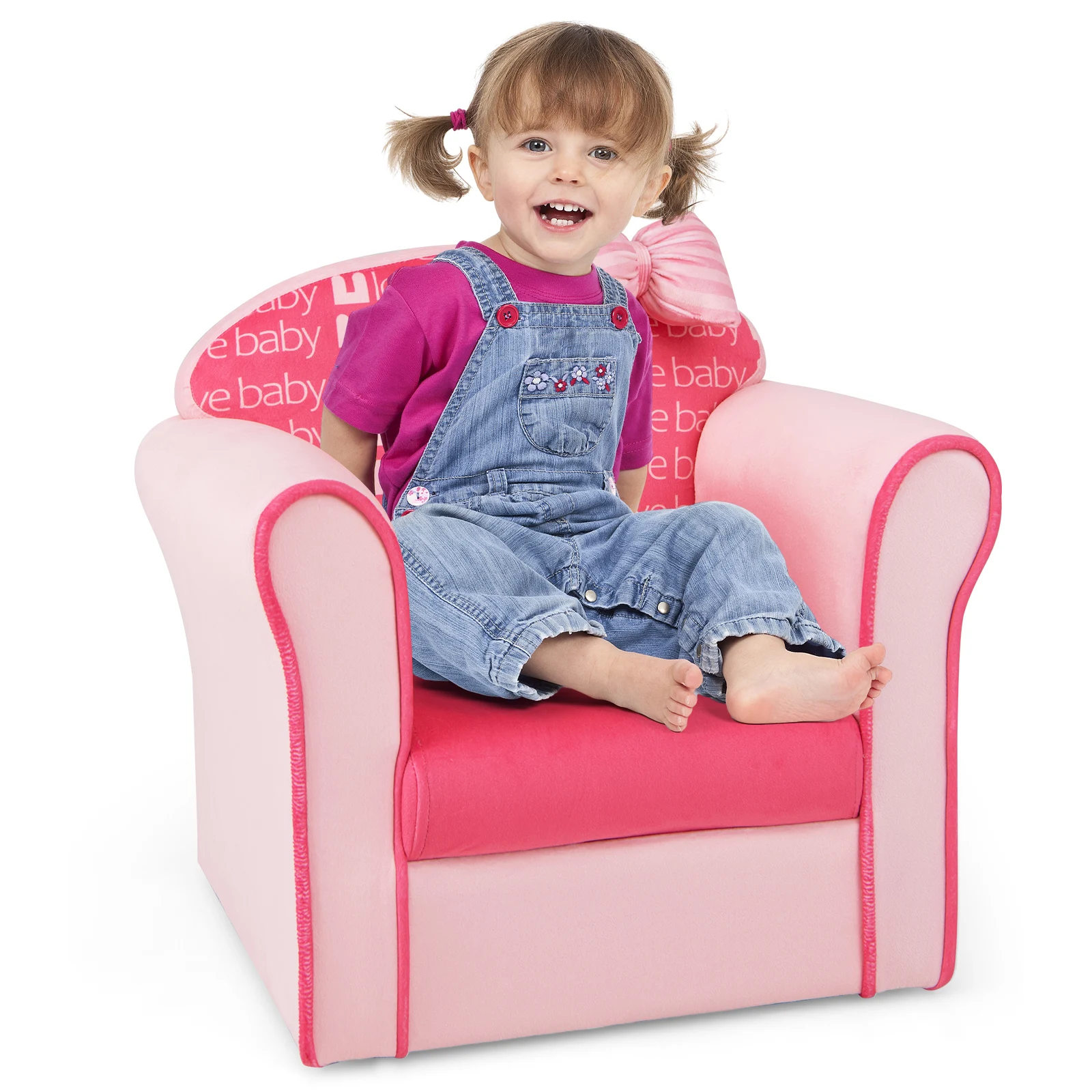 Kindersessel Kindersofa Kindercouch Babysessel für Mädchen und Jungen Kindermöbel Kinder Sessel Schaumstoff, Rosa Schleife