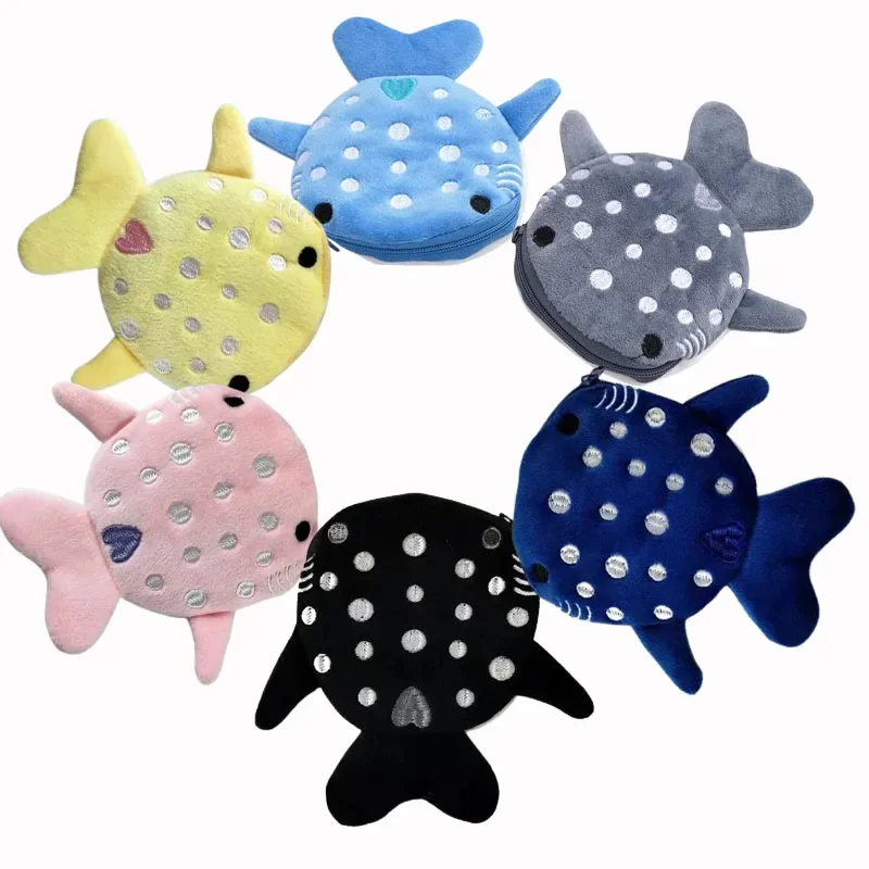 Monederos de felpa suave para niños, monedero Kawaii con ballenas, billetera con cremallera, llaves, auriculares, ID, bolsas de almacenamiento para tarjetas de crédito