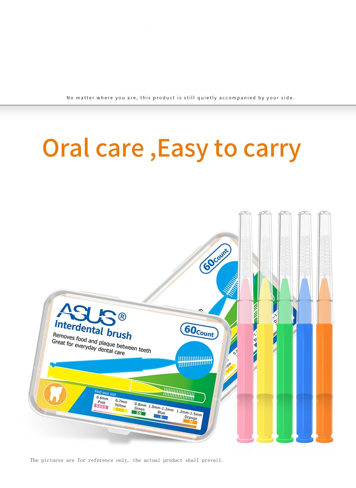 60 uds 0,4mm-1,5mm cepillos interdentales cuidado de la salud limpiadores interdentales cepillo Dental de ortodoncia herramienta de higiene bucal