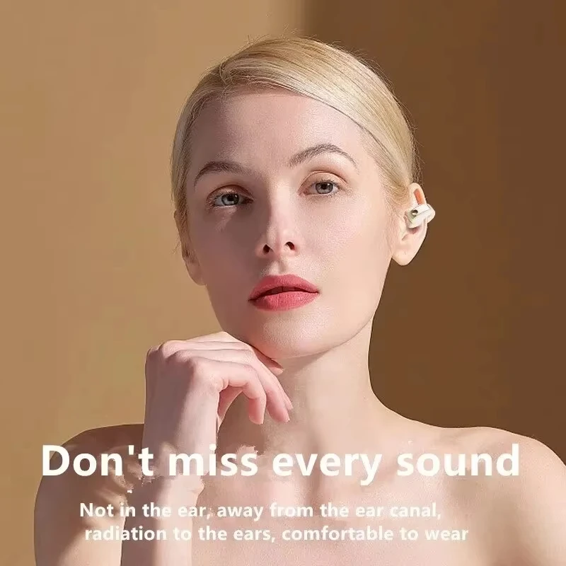 Tws Bluetooth 호환 5.3 무선 헤드폰 골전도 헤드셋 클립 싱글 이어 이어폰 공기 전도 스포츠 이어 버드