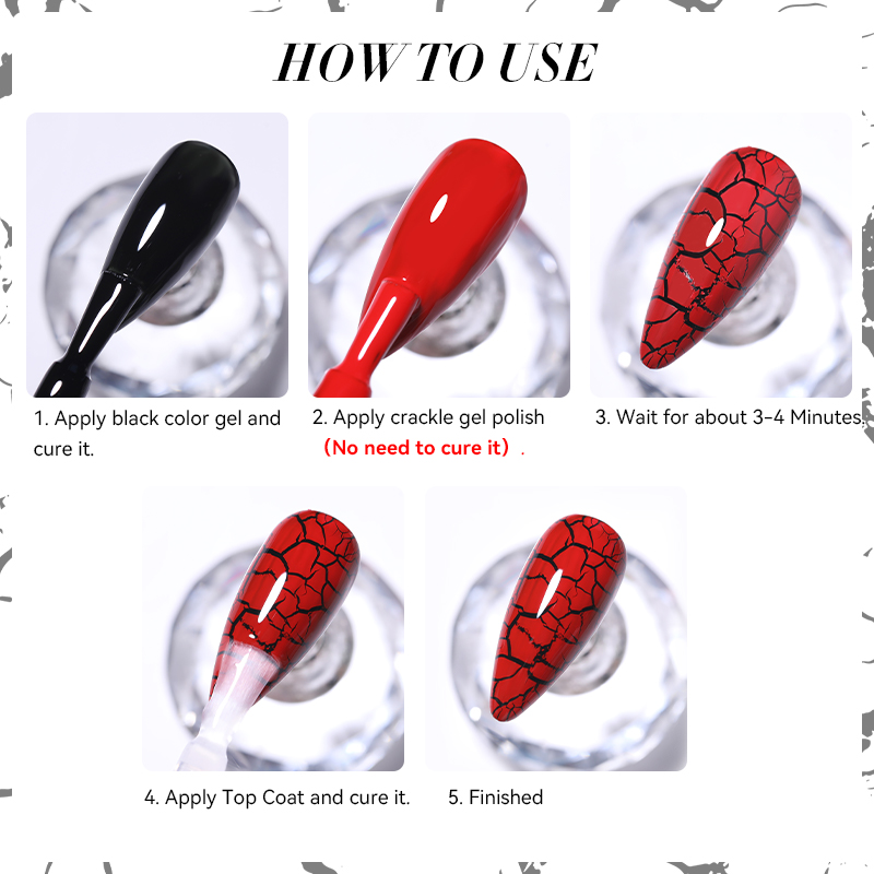 LILYCUTE 7ml Esmalte de uñas de gel craquelado Gel de uñas de secado rápido barnices de arte de uñas híbrido semipermanente Soak Off Base Top Coat