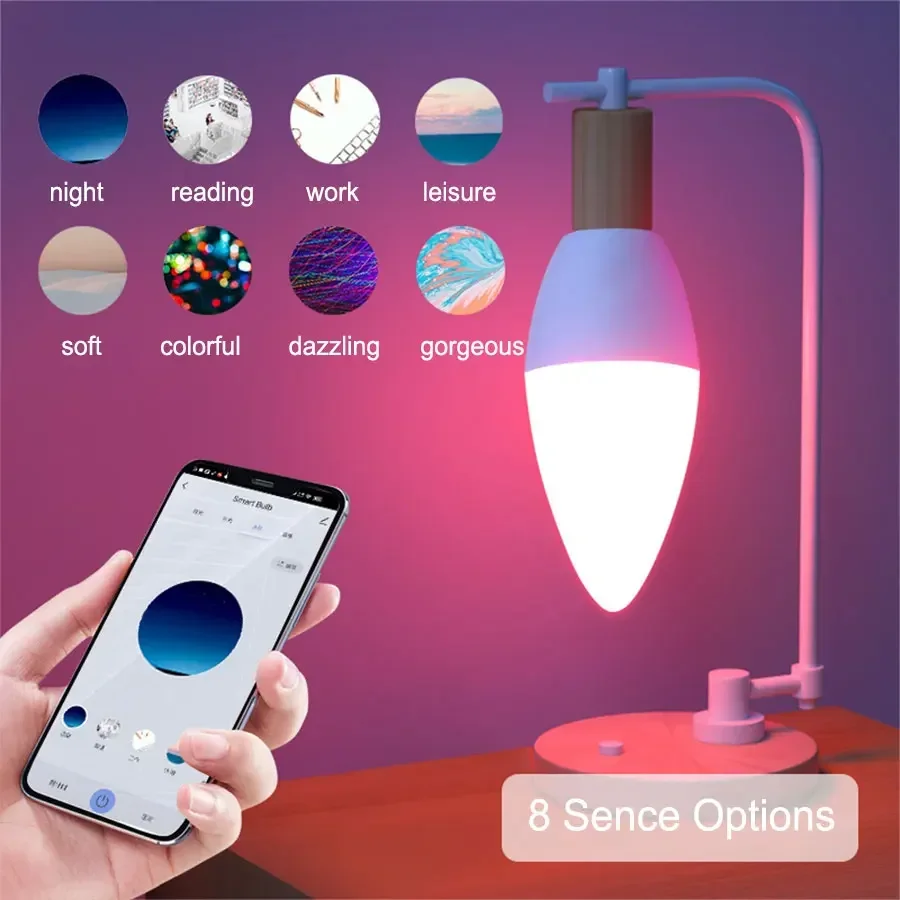 Tuya Wifi LED Smart Bulb RGB E14 Light Bulb Voice APP Control Dimmable For Google Home Alexa Smartlife works with Remote control