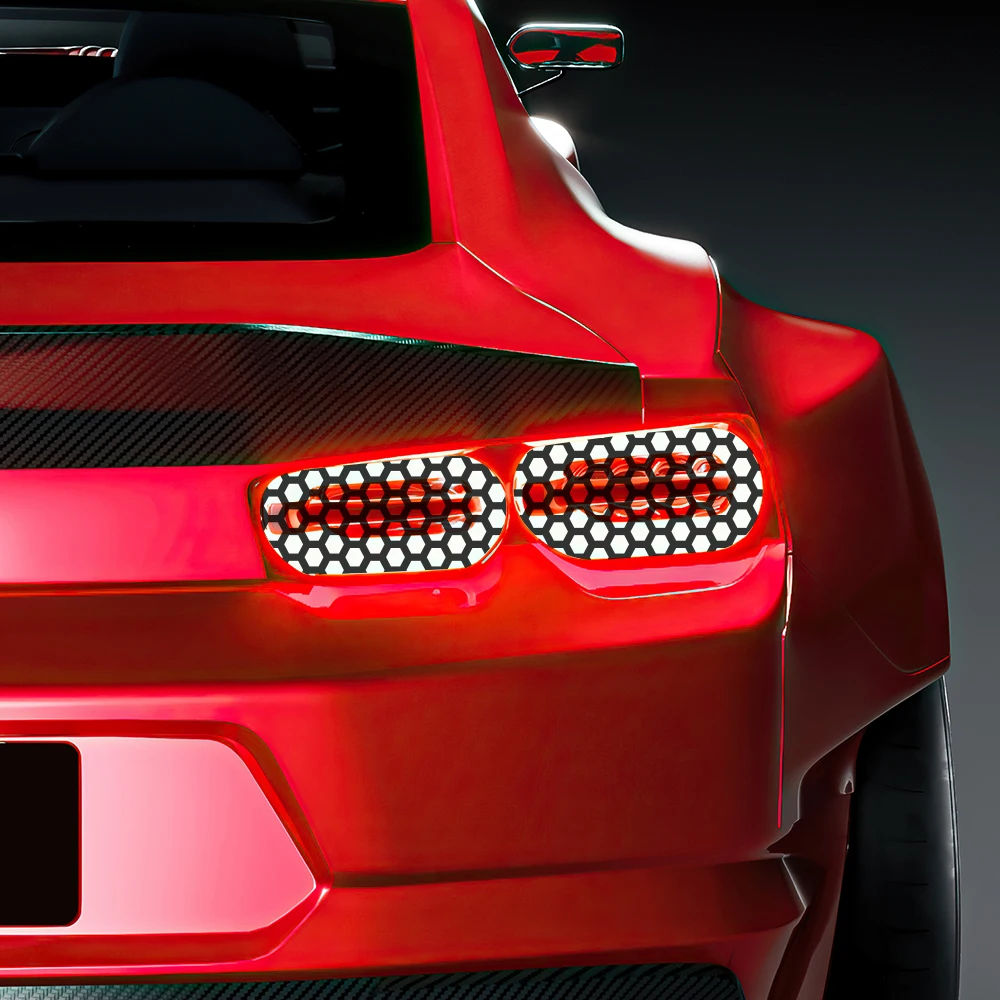 Pegatina de luz trasera de coche, calcomanías de vinilo de estilo creativo de panal, película de envoltura de faro hueco, accesorios de decoración, 48x30cm