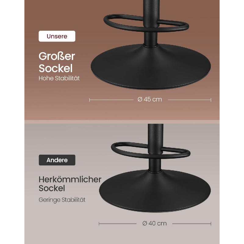 Barhocker, 2er-Set, Barstühle, höhenverstellbar, drehbar, Küchenhocker, gesteppter PU-Bezug mit Rückenlehne