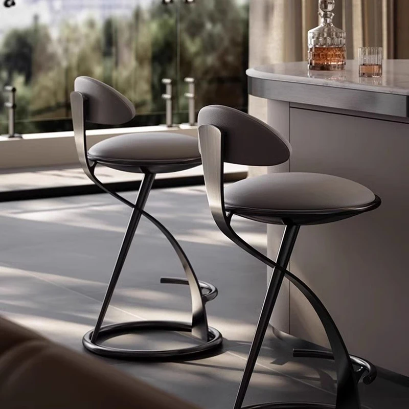 Designer de alta fezes luz italiana cadeiras barra luxo criativo móveis casa aço inoxidável café cozinha encosto cadeira barra
