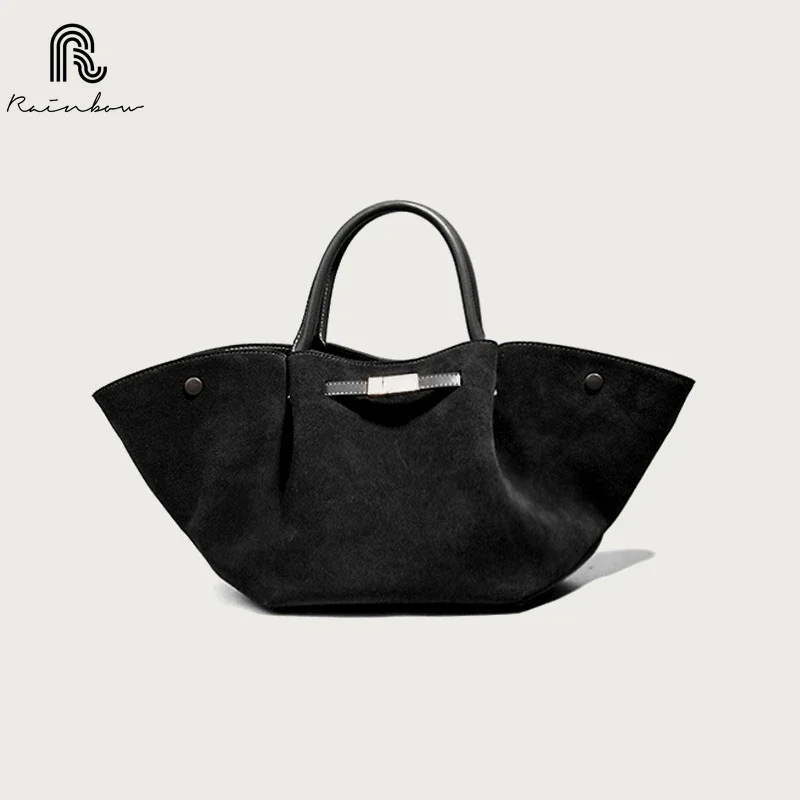 RAINBOW suede leather Large Capacity Brand Design Women's Shoulder Bag Luxury Solid High-end Shopping Fashion Ladies Handbag