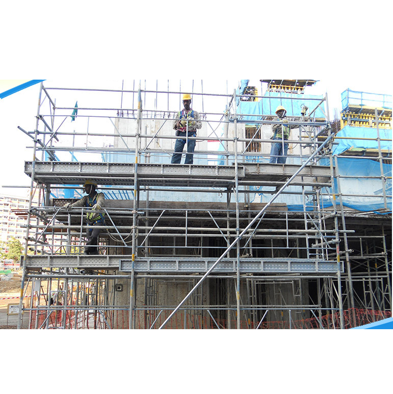 Pórtico de depósito fijo de aleación de aluminio, herramientas de escalada para construcción, escalera, marco Industrial H, andamio de acero para construcción