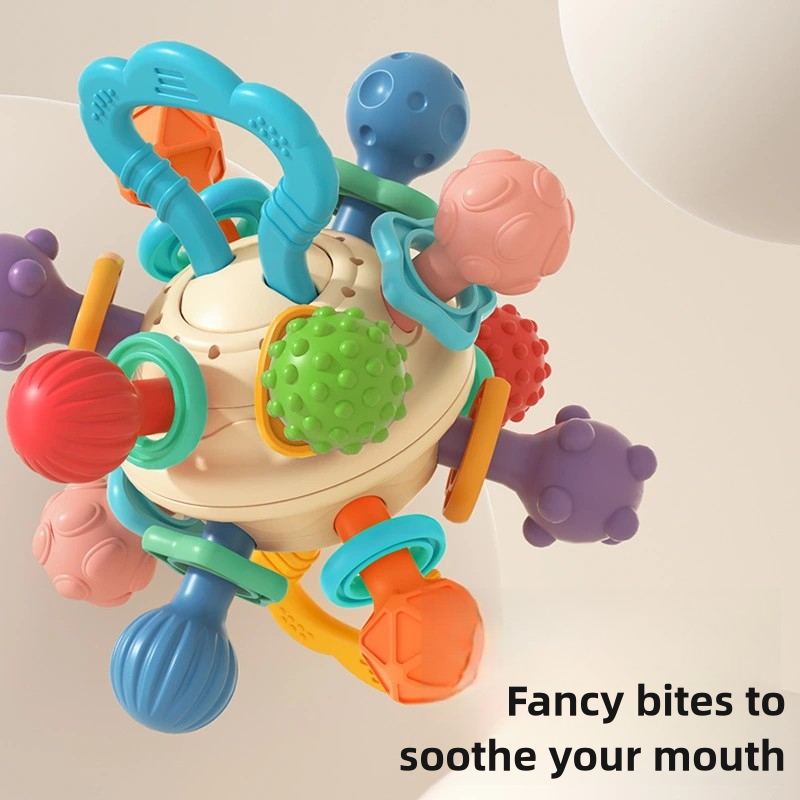 Manhattan-Jouet de dentition en boule atomique pour bébé, hochet à bouillette, colle douce, adapté aux bébés de 0 à 1 an