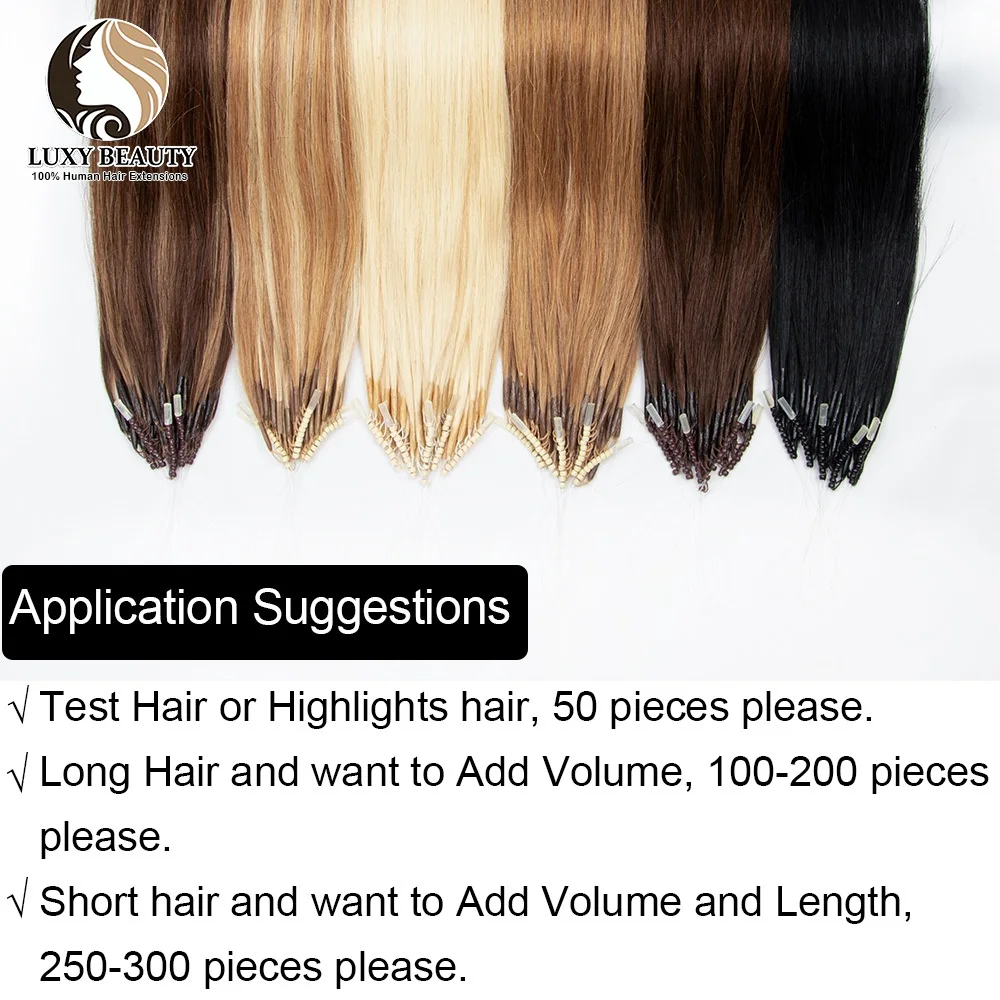 Extensiones de cabello humano con microcuentas 8D, Nano anillo de silicona, extensión de cabello Invisible, Mini cuentas de silicona, cabello humano Rubio, marrón y negro