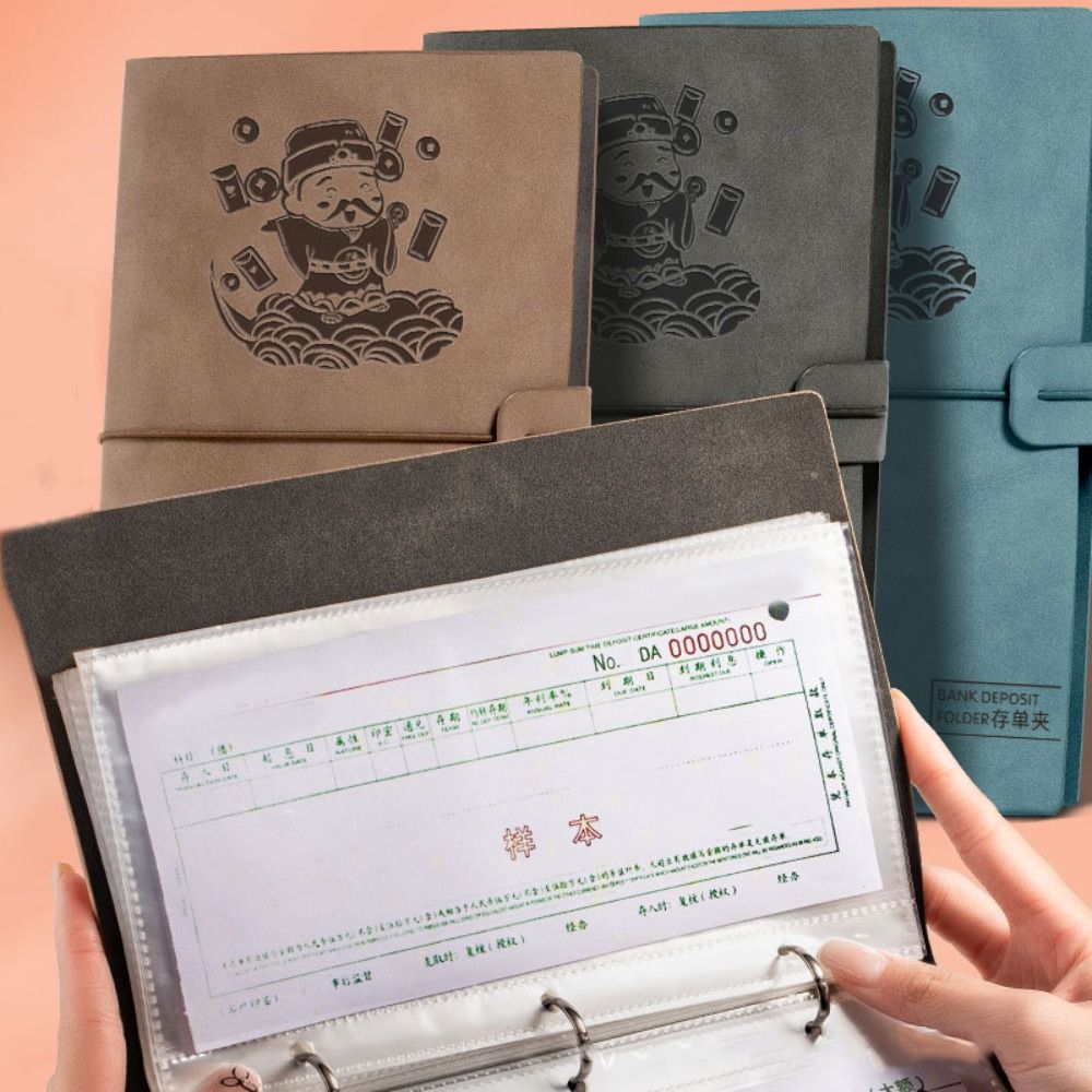 Pasta de couro pu para planejador de contas, folhas soltas, reutilizável, dinheiro, orçamento, transparente, envelopes de dinheiro, economia, desafios, notbook