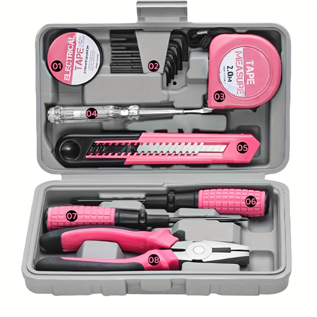 13-teiliges rosa Haushalts-DIY-Werkzeugset für Frauen. Kleines Werkzeugset für Zuhause, Büro und Studentenwohnheim mit Starter-Basic-Damenwerkzeugen