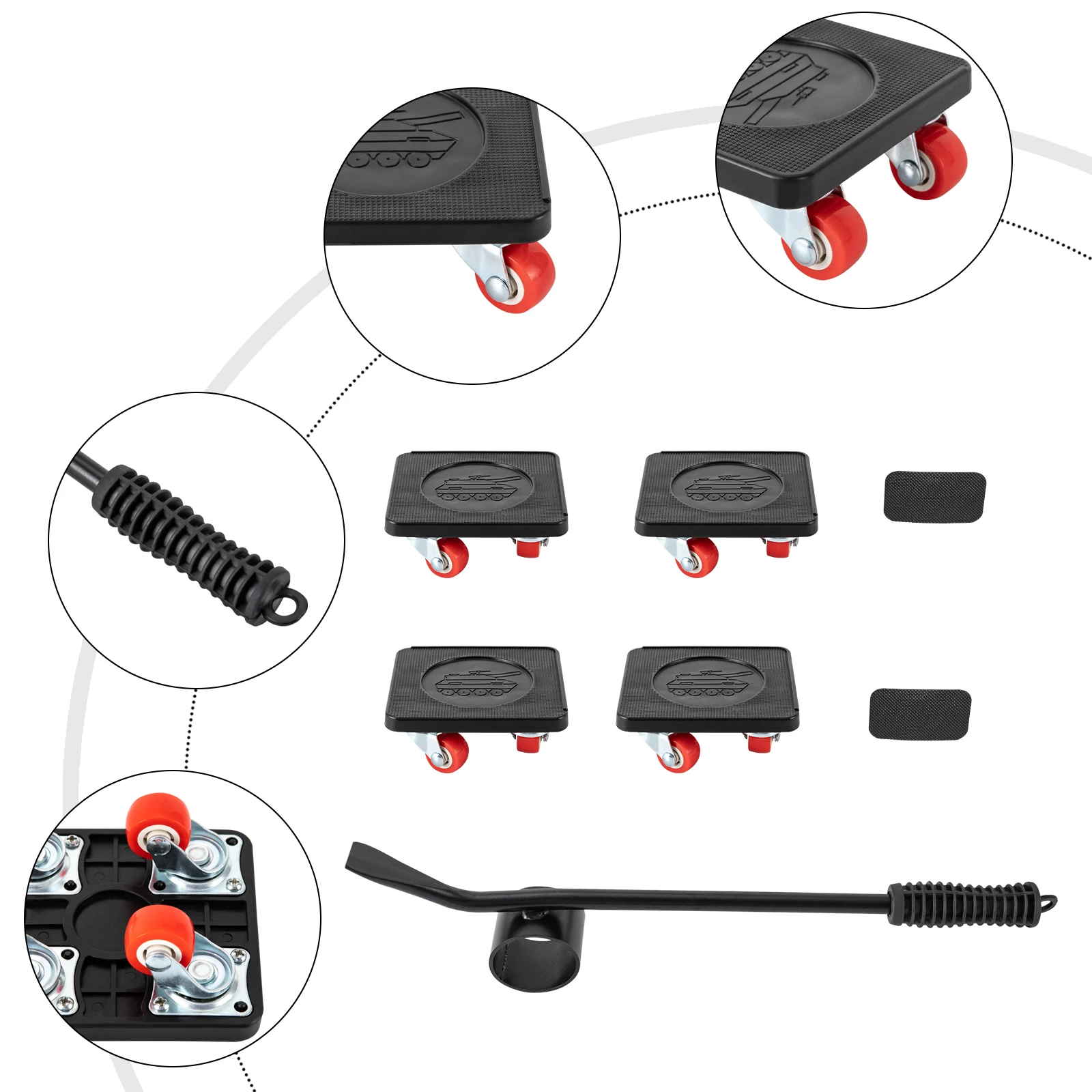 Rotoli per mobili Set di rotoli per trasporto mobili con cursori di spostamento da 4 pezzi Strumenti di cambio pesante Max per 400 kg Girevole a 360 gradi