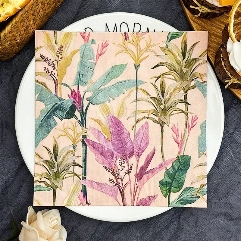 Servilletas con estampado Floral, mantel para Hotel, restaurante occidental, 33cm, pulpa de madera para el hogar, toallas de papel de colores, 20 hojas de toalla de papel