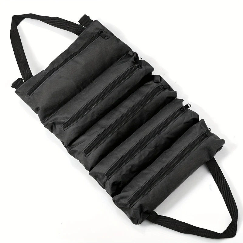 1pc Heavy Duty Waterproof Tool Kits Tote Roll-Up Design with 6 Tool Pouches for Organizing Hand Tools and Small Tools
