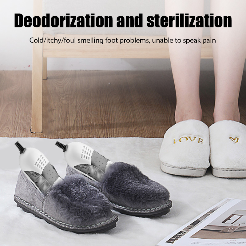 Sapato elétrico secador com calor, sapatos desodorizador, dispositivo desumidificador, pé aquecedor aquecedor, eliminar o odor, sapato UV secagem, agregado familiar