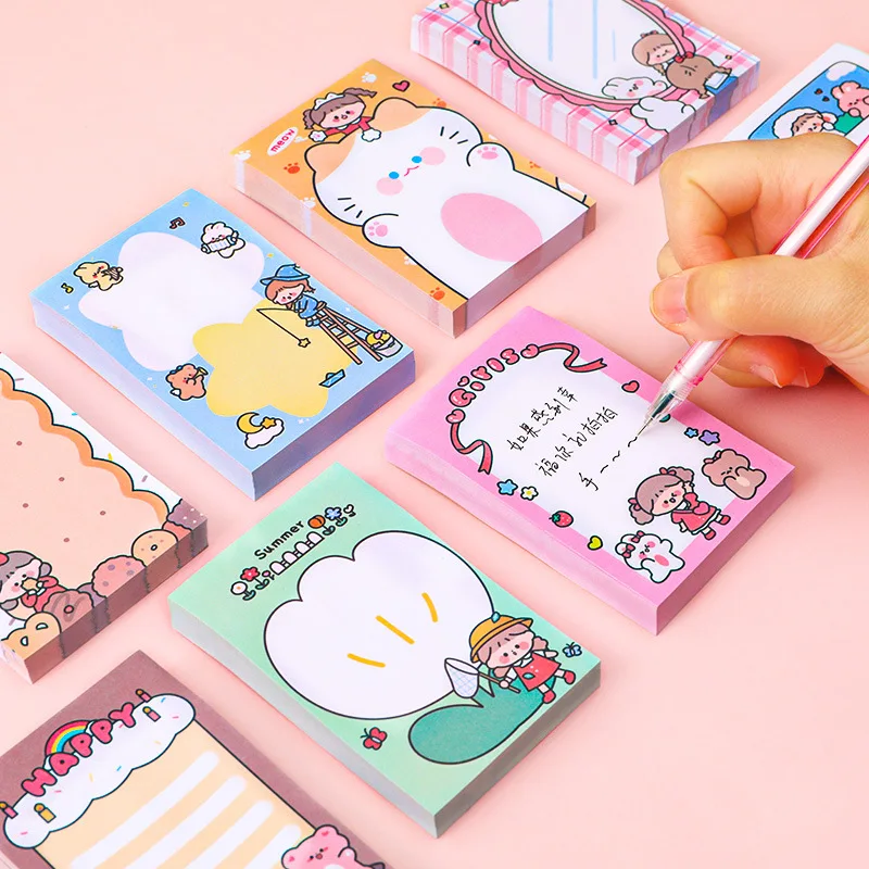 Mr.Paper 8style 80pcs/Book Cartoon Girl Sticky Notes Memo Pad For Students' Notes High Quality