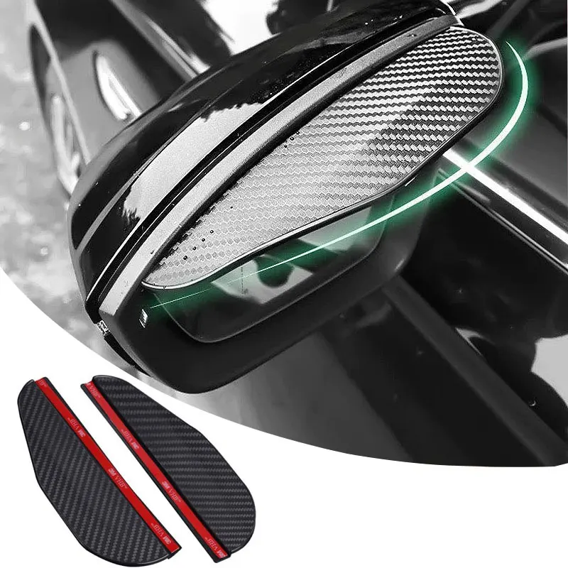 2 uds espejo retrovisor de coche lluvia ceja visera de fibra de carbono retrovisor lateral de coche nieve parasol cubierta de lluvia accesorios de espejo de coche