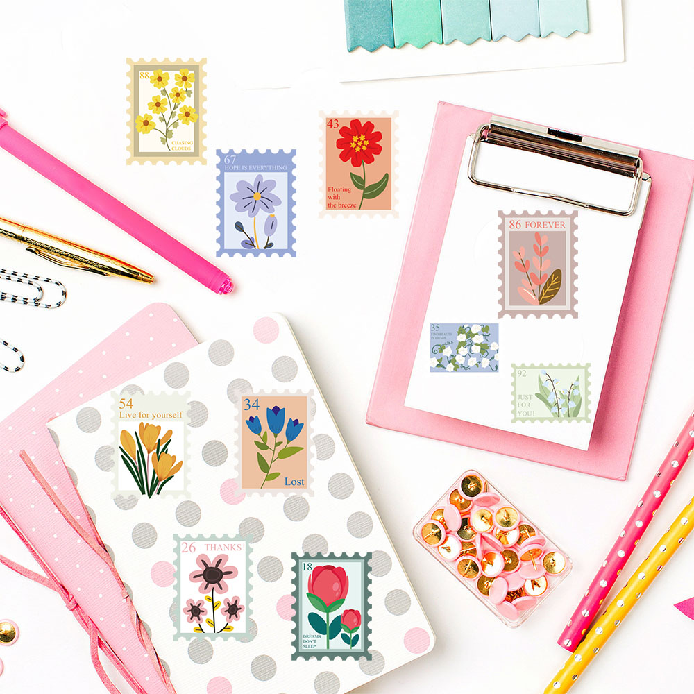 500PCS Bloem Stempels Roll Sticker Harajuku Cartoon Y2k Mode Plakboek Graffiti Cafe DIY Scrapbooking Telefoon Geschenken Decals