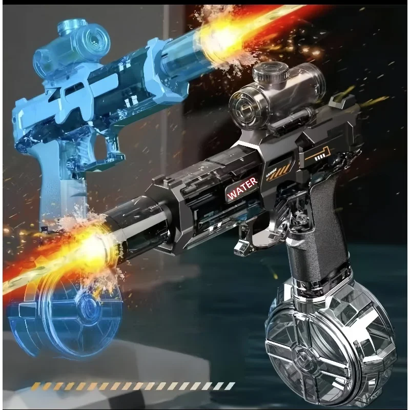Firelight Electric Continuous-Fire Water Gun with Integrated Pulse Flame Light Effects - Self-Loading  Recoiling Children's Toy