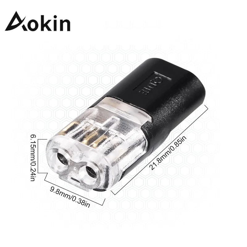 Aokin 10/20/50 Uds conector enchufable de doble cable conectores de tira de luz Led conectores de luces de tira Led de 2 pines de bajo voltaje