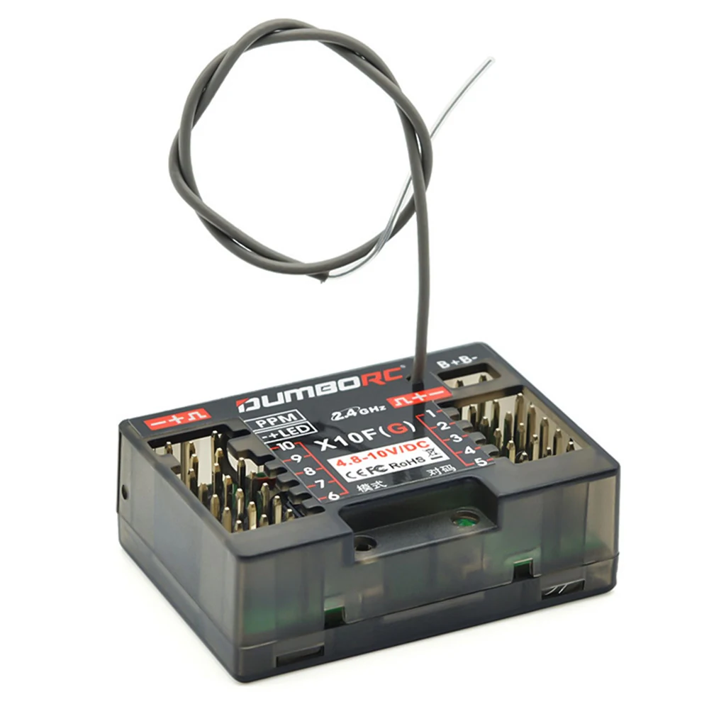 DUMBORC X10F X10FG 10CH 2.4G RC Gyro Receiver for X10P-350 Transmitter