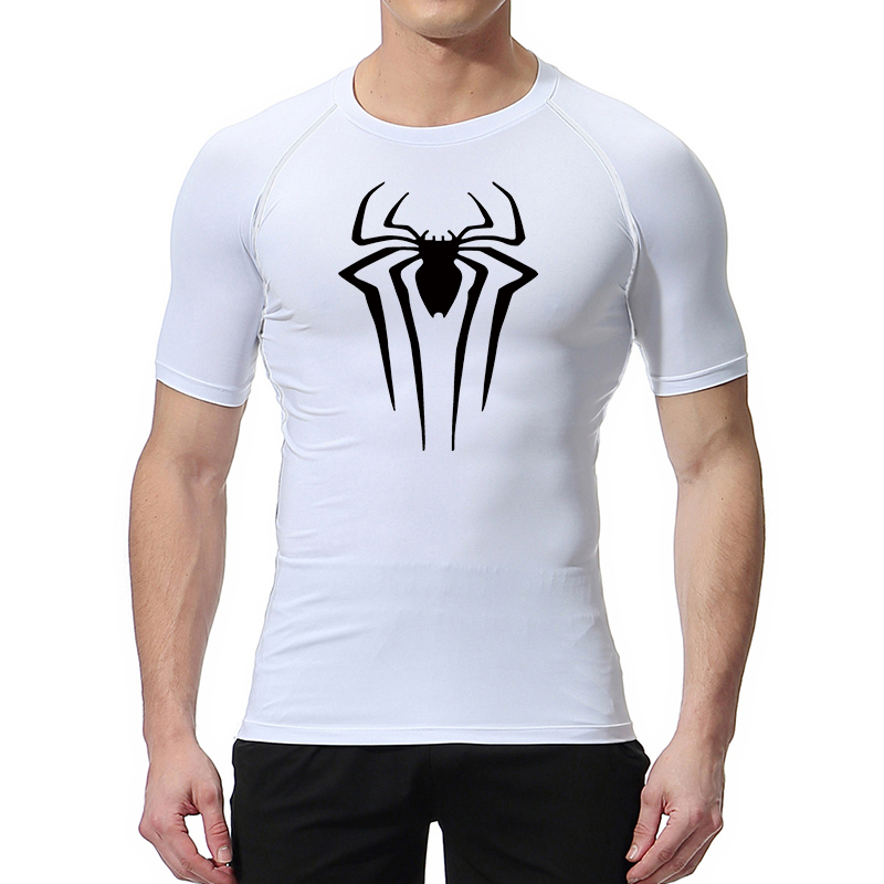 Kompressionsshirts mit Spinnen-Aufdruck für Herren, Sommer, kurzärmelig, Rashguard, Fitnessstudio, Workout, T-Shirt, sportlich, schnell trocknend, Unterhemden