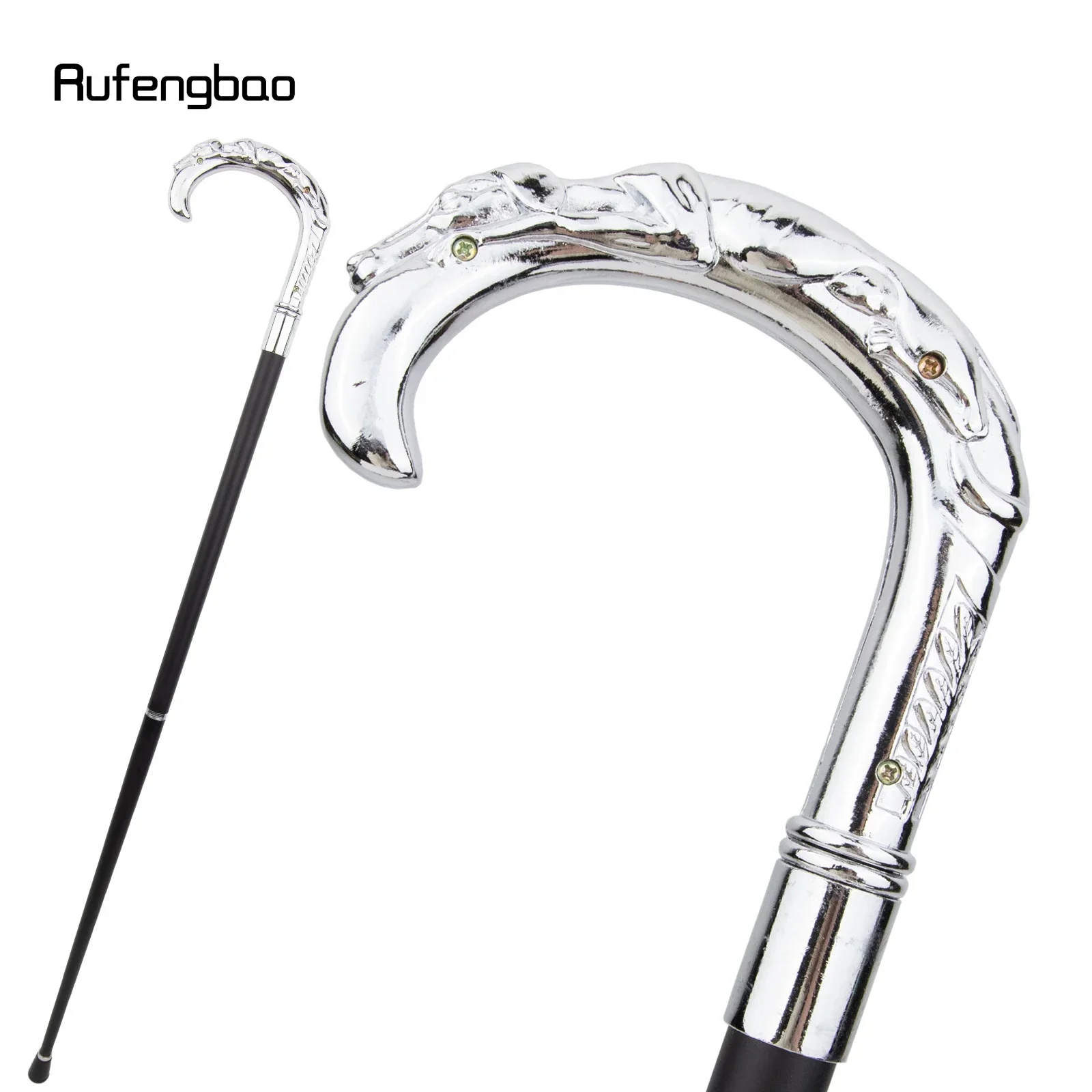 Weißer Luxus-Hunde-Top-Griff, modischer Stock für Party, dekorativer Gehstock, eleganter Gehstock mit Crosier-Knopf, 93 cm