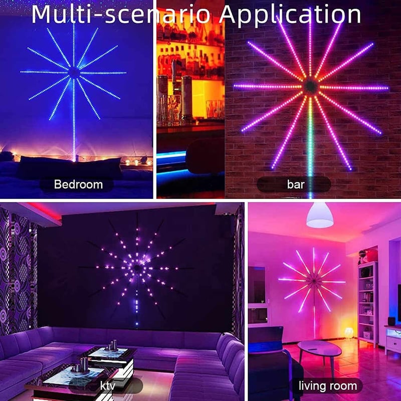 Feu d'artifice LED bande lumineuse RGB contrôle du son symphonie feu d'artifice lumière mariage noël contrôle de la musique Kit complet rêve météore lampe