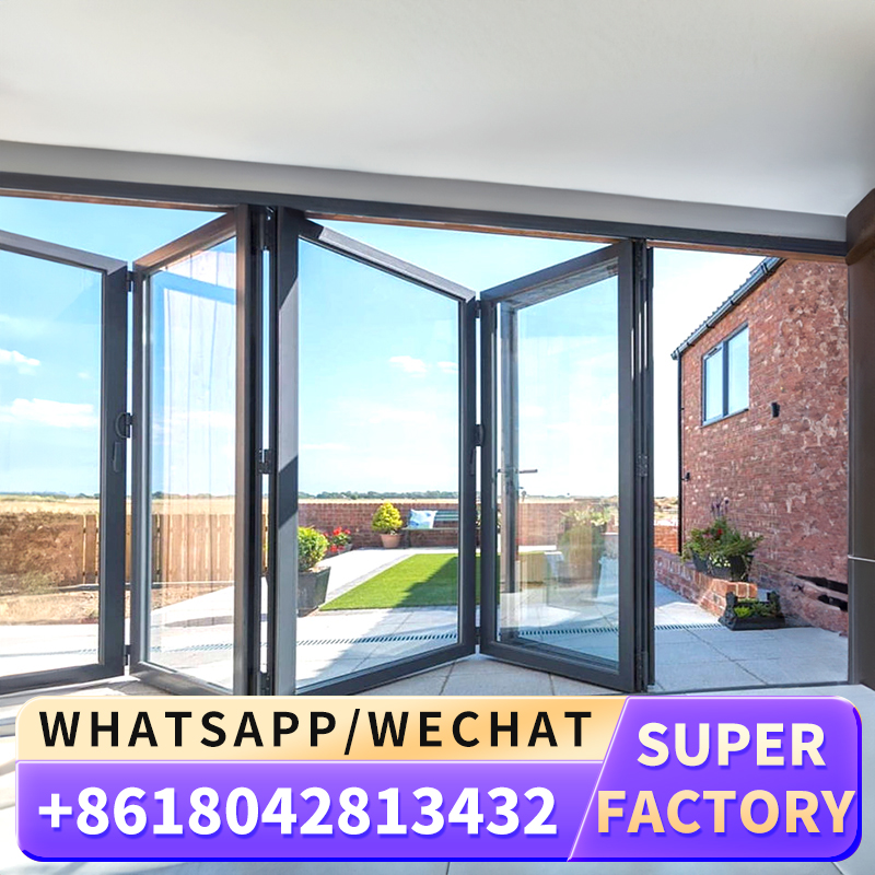 Portas intermediárias dobráveis de vidro com puxadores ocultos Outras portas