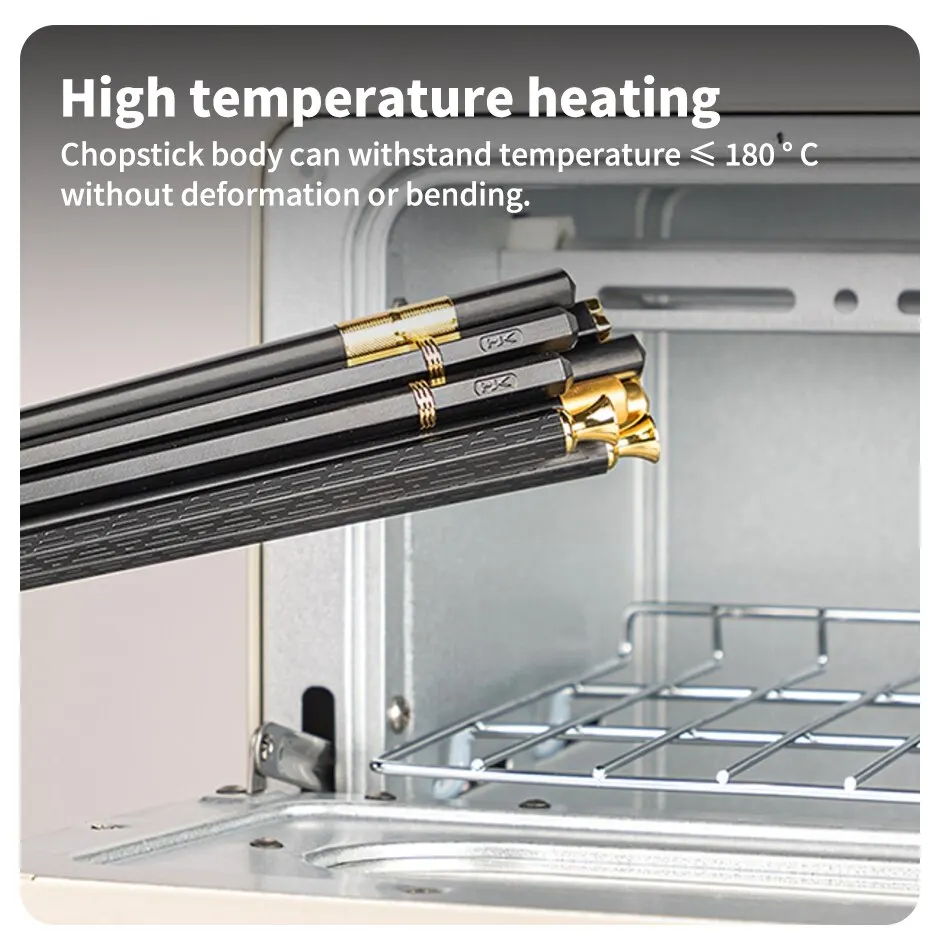 5 คู่ตะเกียบจีนญี่ปุ่นโลหะผสมReusable Mildewproof Non SilpในครัวเรือนClassic Series