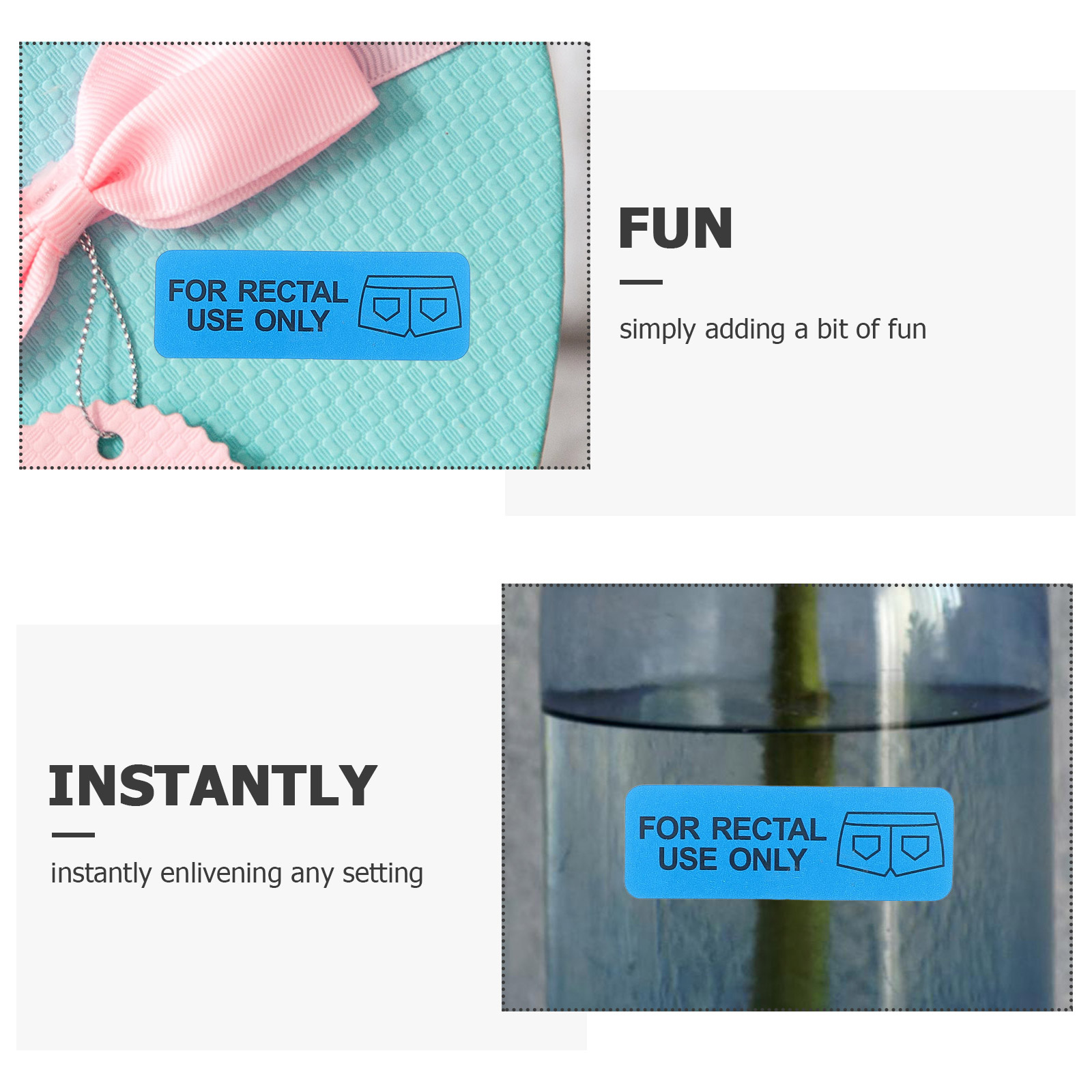 Rectal Sticker Fun Words Stickers Desk Funny Halloween Prank for Use Only Computer Decals Laptop Adults Party Tag Water Bottle