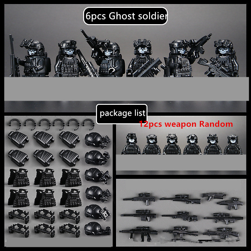 ตํารวจเมือง Camouflage Ghost คอมมานโดกองกําลังพิเศษ Building Blocks MOC โมเดิร์นรัสเซียทหารอาวุธของเล่น