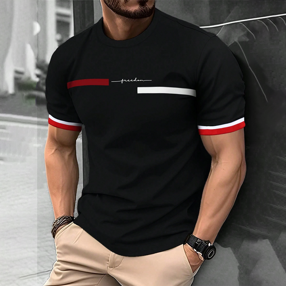 2024 Męska koszulka uliczna Letnia męska koszulka z nadrukiem 3D w paski z krótkim rękawem Topy Oversize Casual Tee Hipster T Shirts Odzież