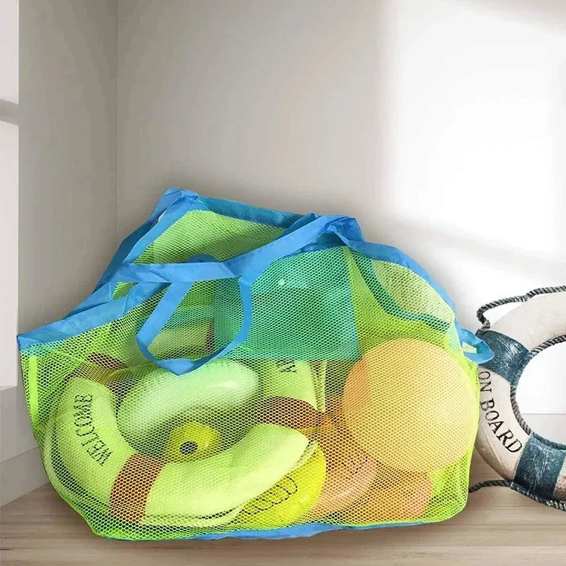 1pc Multicolor Large Mesh Beach Bag, Sand-Away Portable Tote With Convenient Hanging Hole, Breathable  Foldable Storage For Toys