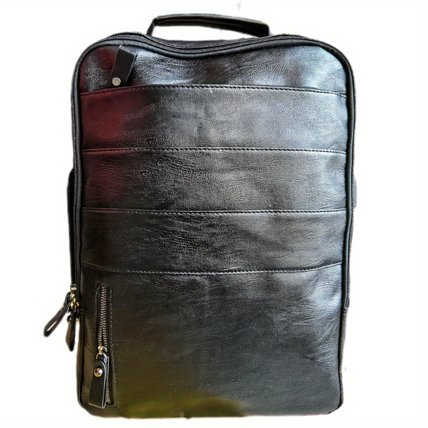 "Mochila empresarial unissex de couro sintético com compartimento para laptop – elegante e prática para trabalho e viagens"