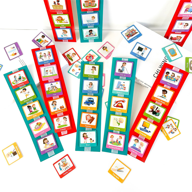 60 Cards Visual Daily Schedule Chart for Kids With Autism Pocket Chart Materials Montessori Learning Educational Toy