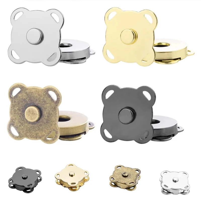 10 conjuntos de botões de pressão magnéticos de metal flor de ameixa costurar em fechos de botão fixadores para bolsas bolsa roupas acessórios diy