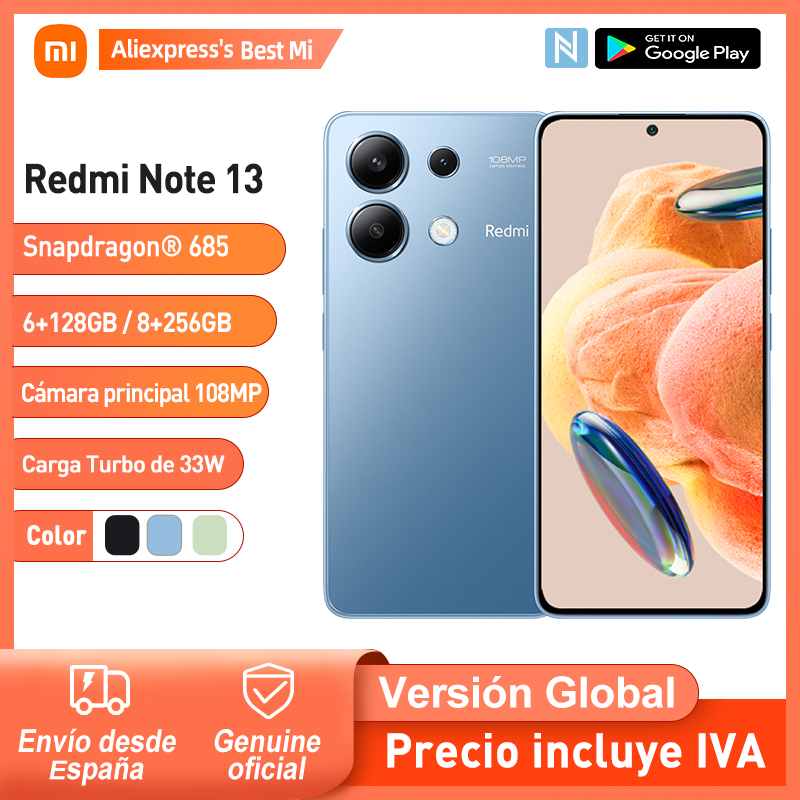 Xiaomi redmi note 13 globale version 128gb/256gb snapdragon 6.67 120 "amoled display hz hintere haupt kamera mp schnell aufladen 33w nfc