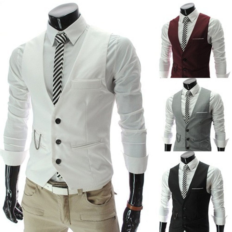 Nova chegada vestido coletes para homens colete fino ajuste dos homens terno colete masculino gilet homme casual sem mangas formal jaqueta de negócios