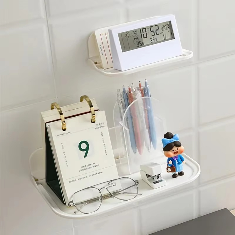 Foldable Storage Rack Punch-Free Phone Holder Folding Wall Mounted Shelf Saving Space Wifi Router Storage Tray BathroomOrganize