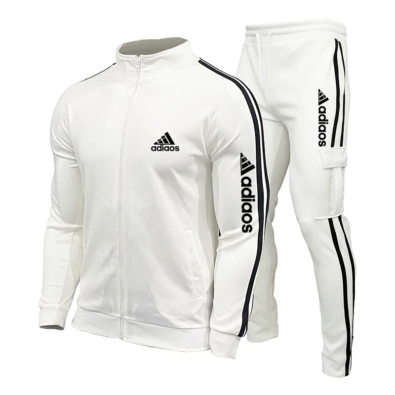 ใหม่Mens Tracksuits 2023 ผู้ชายชุดเสื้อ + กางเกงขายาวซิปชุดกีฬาวิ่งออกกําลังกายผู้ชายเสื้อผ้า