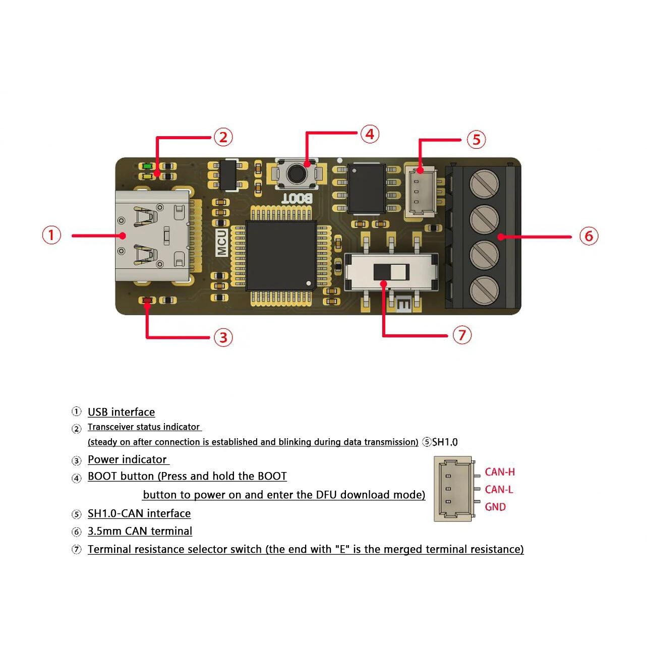 USB to CAN Module, CANable PCAN Debugger  CAN bus debugging tool  For Linux Win10 11 TYPE-C USB Debug Software Communication