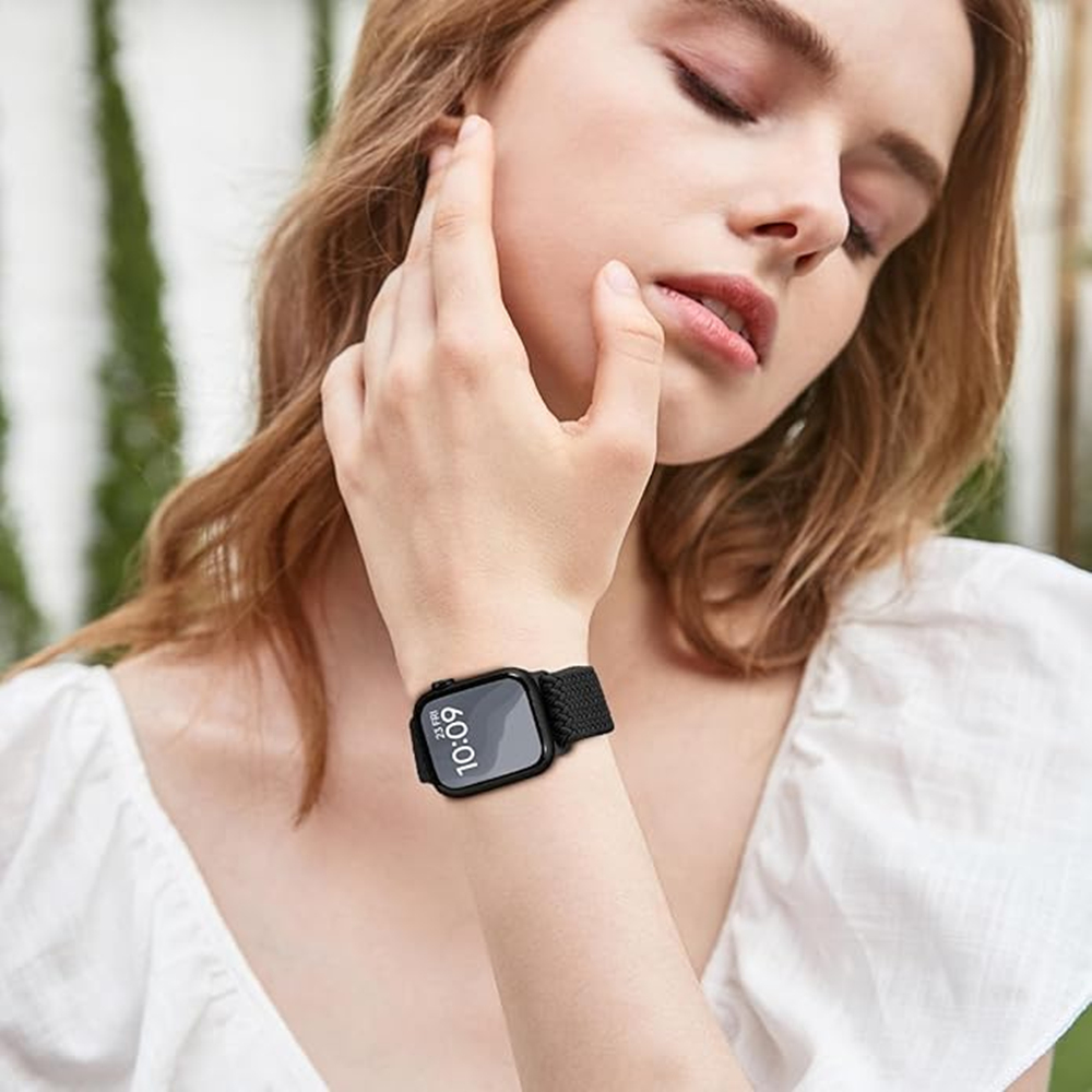 ห่วงถักสําหรับ Apple Watch Band 42/46 มม.45/41 มม.38/40 มม.44 มม.49 มม.Solo สร้อยข้อมือ iWatch Series 10 9 SE 8 7 6 Ultra2