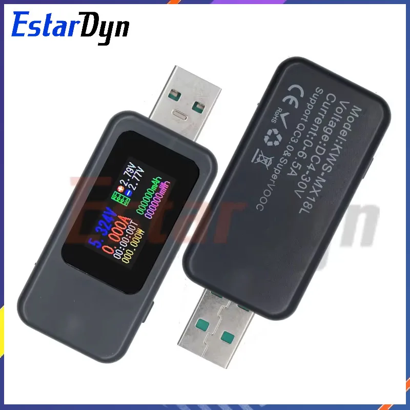Estardyn เครื่องทดสอบ10 in 1 USB, เครื่องตรวจจับโวลต์มิเตอร์ไฟฟ้ากระแสตรงแบบดิจิตอลโวลต์มิเตอร์มิเตอร์วัดกระแสไฟกระแสแอมป์โวลต์แอมมิเตอร์ตัวแสดงที่ชาร์จแบตสำรอง