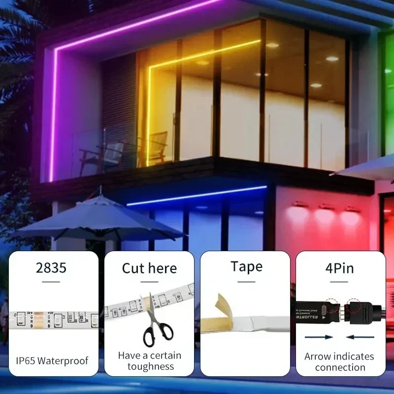 2835 rgb conduziu a luz de tira 60leds/m dc 5v usb rgb fita com controle remoto ir pc tv backlight casa sala de jogos decoração 2m/3m