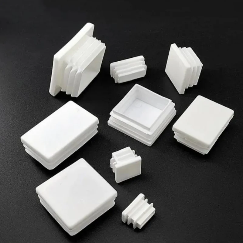 Plastic White pipe plug Square/Rectangle Furniture Feet End Blanking Insert Pads Chair Leg Tube Tip Caps Plugs Floor Protector