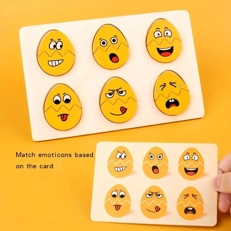 ไม้ Expressions รูปไข่ Montessori ของเล่นสําหรับเด็กวัยหัดเดินเด็กก่อนวัยเรียน DIY ไม้ของขวัญ Sensory ของเล่นเพื่อการศึกษา