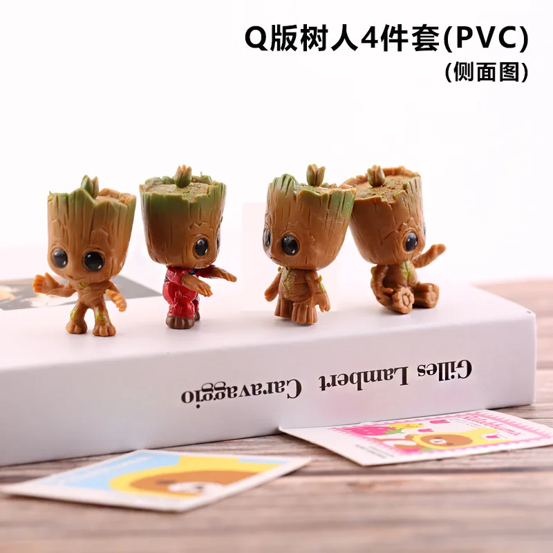 4 ชิ้น/เซ็ต Marvel Guardians of The Galaxy Avengers Tiny groot เด็กน่ารัก Tree Man ของเล่นรูป