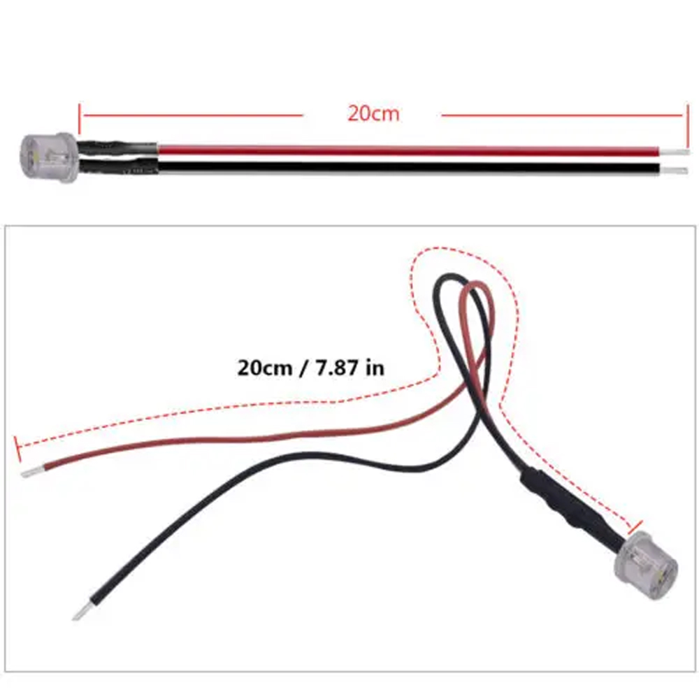 20 piezas 3mm/5mm 5V 12V 24V LED rojo RGB precableado agua transparente plana LED diodos emisores de luz